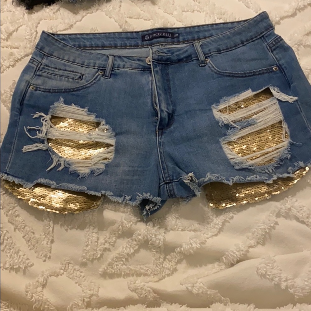 BLU Gold Sequin Shorts